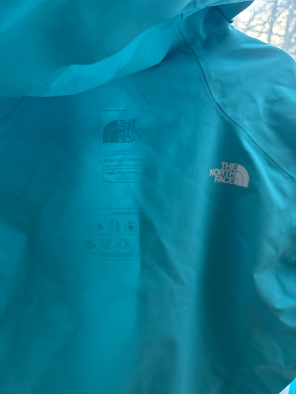 North Face Summit Series Women's M Shell Jacket Aqua Blue Yellow Zip Technical - Picture 9 of 11